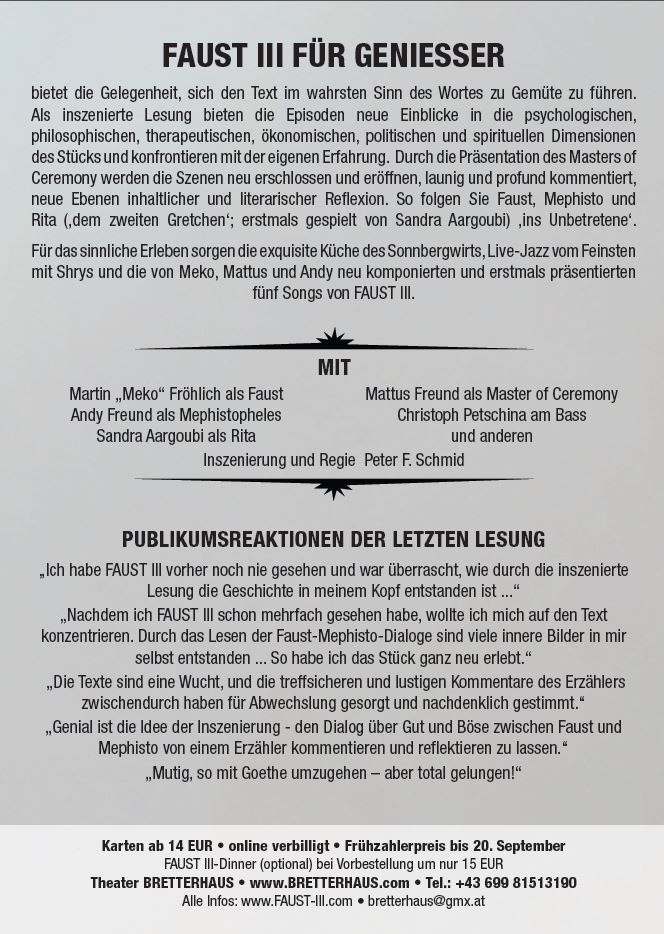 Flyer FAUST III für Genießer